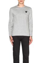 Comme Des Garcons Play Black Emblem Cotton Long Sleeve Tee In Gray