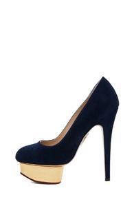 Charlotte Olympia Dolly Signature Court Island Suede Pumps In Blue