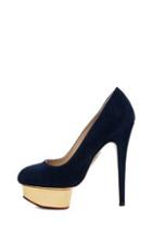 Charlotte Olympia Dolly Signature Court Island Suede Pumps In Blue