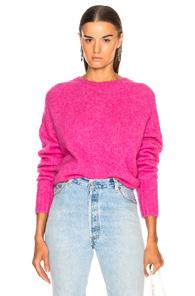 Helmut Lang Brushed Wool Crew Sweater In Pink