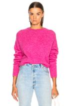 Helmut Lang Brushed Wool Crew Sweater In Pink