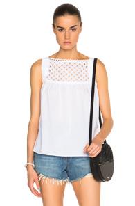 Carven Sleeveless Eyelet Top In White
