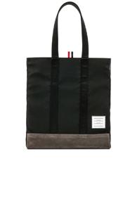 Thom Browne Suede Unstructured Tote In Black
