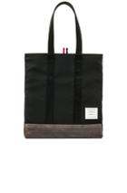 Thom Browne Suede Unstructured Tote In Black