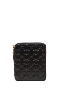 Comme Des Garcons Clover Embossed Zip Fold Wallet In Black