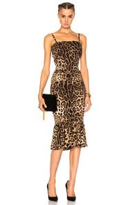 Dolce & Gabbana Cady Stretch Leopard Print Dress In Animal Print,brown,neutrals
