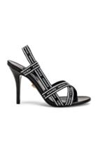 Versace Logo Strap Heels In Black,white