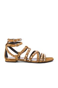 Saint Laurent Suede Multistud Nu Pieds Sandals In Brown