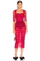 Dolce & Gabbana Ruched Tulle Midi Dress In Red