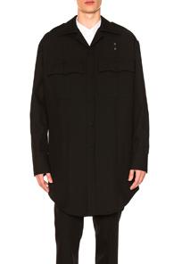 Raf Simons Wool Oversized Two Pocket Shirt In Black