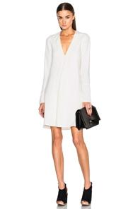 Proenza Schouler Satin Back Crepe V Neck Dress In White