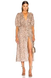 Zimmermann Melody Shirred Waist Dress In Animal Print,neutrals