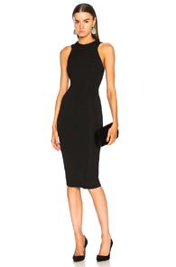 Victoria Beckham Racerback Fitted Midi Dress In Black