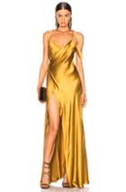 Michelle Mason Strappy Cowl Wrap Gown In Yellow