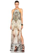 Camilla Sheer Overlay Dress In Green,gray,abstract,floral