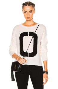 James Perse Cashmere Oversize Number Sweater In White