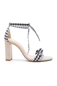 Alexandre Birman Canvas Gingham Clarita Heels In Black,white,checkered & Plaid