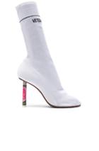 Vetements Sock Ankle Boots In White,floral
