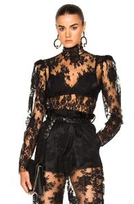 Ryan Roche Lace Blouse Top In Black