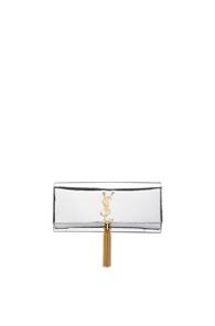 Saint Laurent Mirror Monogram Clutch With Tassel In Metallics