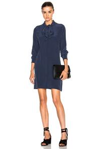 Equipment Leema Tie Neck Dress In Blue