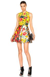Fausto Puglisi Mini Flare Dress In Yellow,red,floral