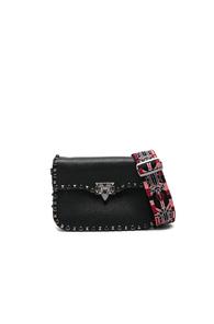 Valentino Guitar Rockstud Rolling Shoulder Bag In Black