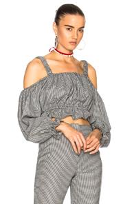 Nicholas Houndstooth Rosalie Top In Black,checkered & Plaid