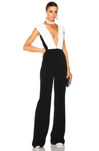 Mugler Plissee Jumpsuit In Black,white
