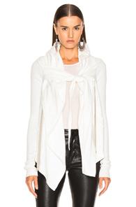 Drkshdw By Rick Owens Cropped Hood Wrap Cardigan In White