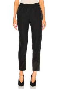 Sally Lapointe Stretch Satin Tapered Track Pant In Black