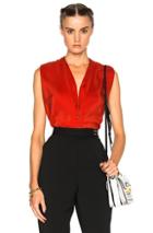 Lanvin Silk V Neck Blouse In Red,floral