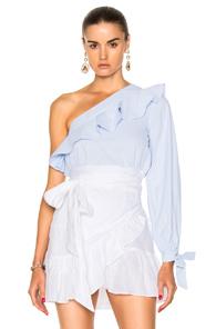 Nicholas Elle Stripe One Shoulder Top In Blue,stripes