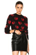 Saint Laurent Heart Print Sweater In Black