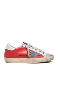 Golden Goose Leather Superstar Low In Red,metallics