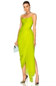 Oscar De La Renta Draped Strapless Gown In Yellow