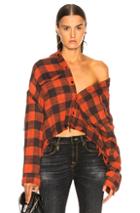 R13 Cropped Work Shirt In Plaid,red