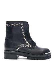 Alexander Mcqueen Eyelet Zip Up Leather Boots In Black