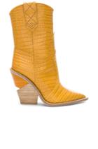 Fendi Cutwalk Croc Embossed Western Boots In Yellow,animal Print