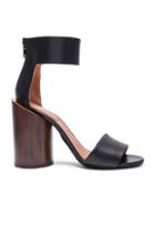 Givenchy Polly Shiny Leather Sandals With Wood Heel In Black