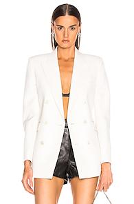 Saint Laurent Double Breasted Blazer In White