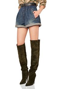 Saint Laurent High Waisted Shorts In Blue