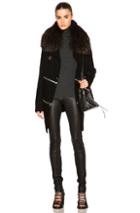 Barbara Bui Long Zip Cardigan With Raccoon Fur Collar In Black