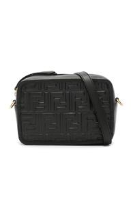 Fendi Mini Logo Embossed Camera Case In Black