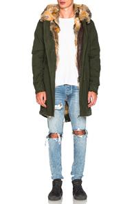 Mr & Mrs Italy Canvas Parka With Patch Virginia Fox In Green