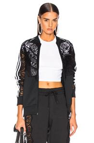 Stella Mccartney X Adidas Lace Insert Track Jacket In Black,stripes,white