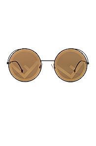 Fendi Round Sunglasses In Black