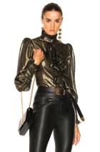 Redemption Gold Striped Victorian Blouse In Metallics