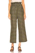 Ganni Seersucker Check Pant In Green,plaid