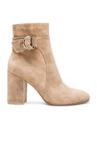 Gianvito Rossi Suede Belted Ankle Boots In Neutrals